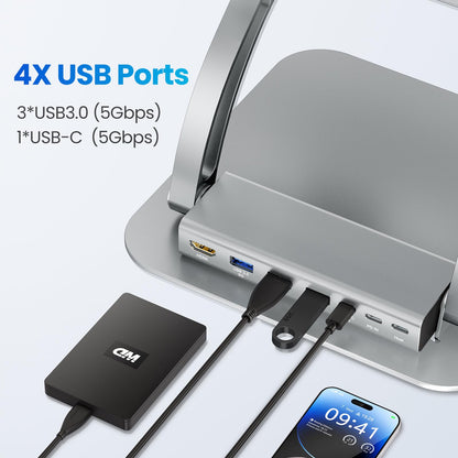 tounee Laptop Stand with Detachable USB-C Hub, 100W PD Charging, 4K@60Hz HDMI, 3 USB Ports