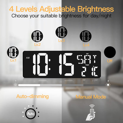 XREXS 16.5 Inch Digital Wall Clock Large Display, Auto-Dimming, Large Timer Clock, Large Digital Wall Clock for Home, Gym, Office and Classroom