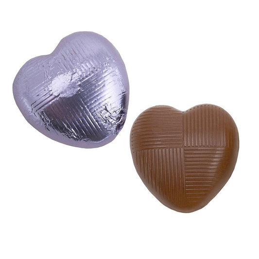 Italian Options Milk Chocolate Hearts, 1 KG approx 166 Pieces, Lilac Foil
