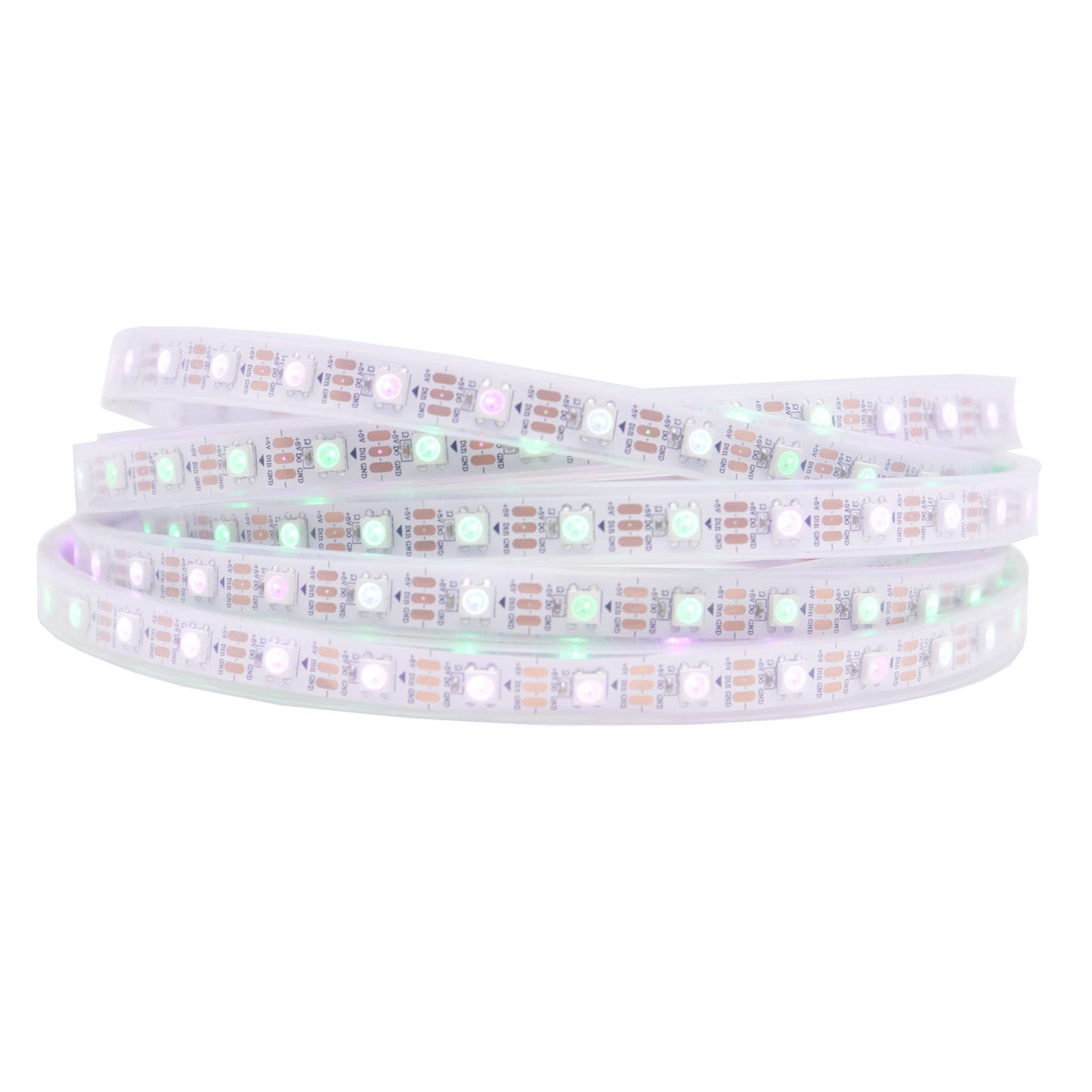 LOAMLIN WS2812B Individually Addressable RGB LED Strip 16.4FT 5050SMD Smart Flexible Dream Full Color 60Pixels/m White PCB Light IP67 Waterproof DC5V