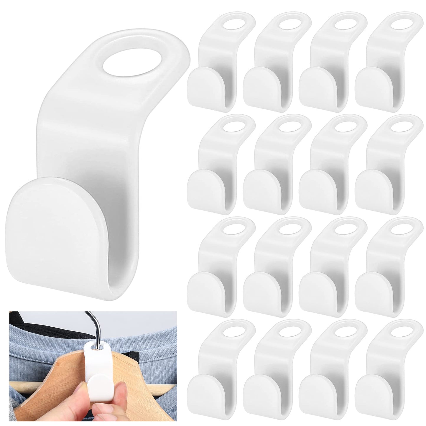 PIANKEKE 65 Pcs Clothes Hanger Connector Hooks, White Space Saver Hooks