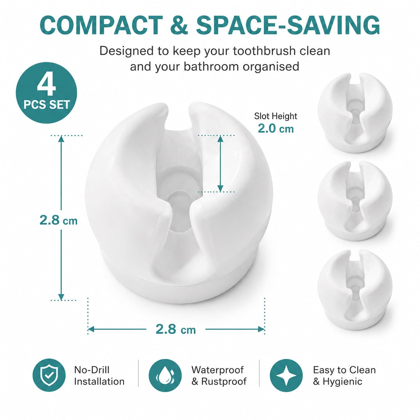 4PCS Suction Toothbrush Holder, Toothbrush Holder Wall Mounted with Suction Cup, Toothbrush Wall Holder for Sink