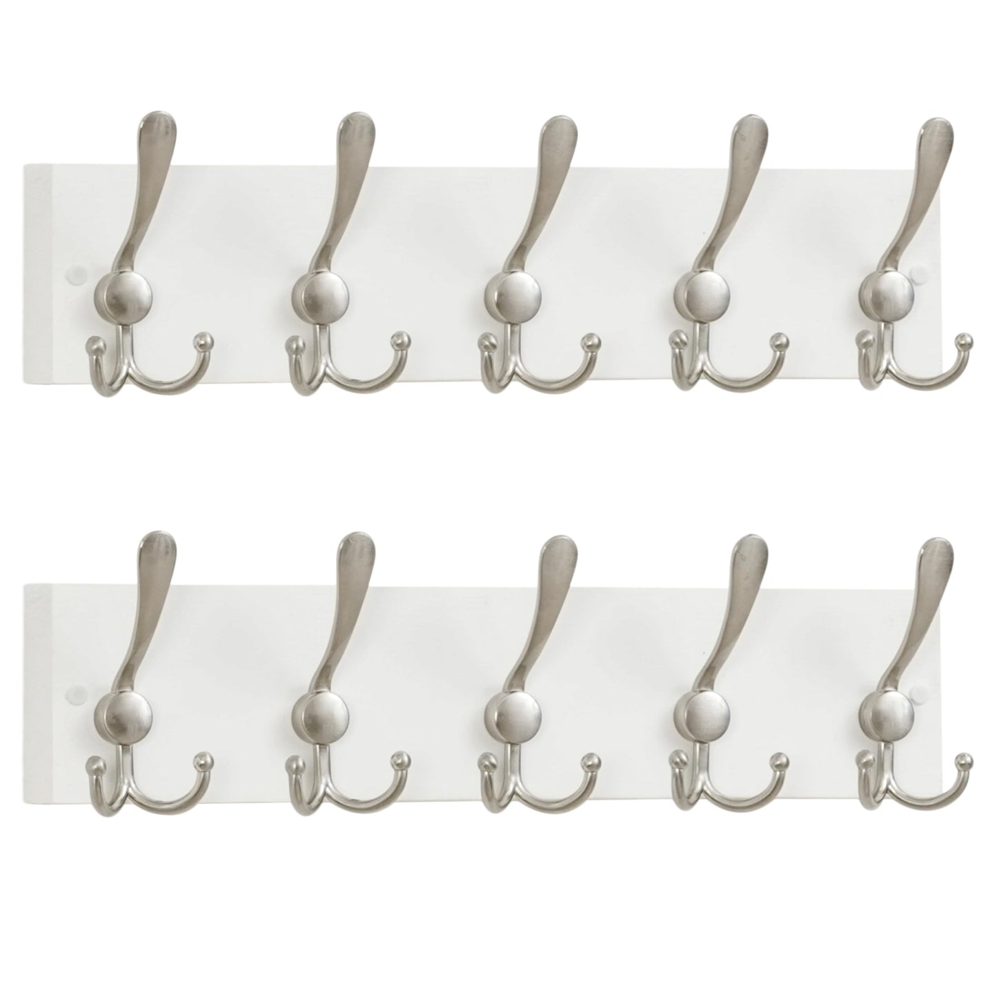 SKOLOO Creations White Solid Wood Wall Mounted Coat Rack, 5 Hooks, 16-7/8" Long - Kitchen, Mudroom, Entryway, Bathroom - Includes Mounting Hardware