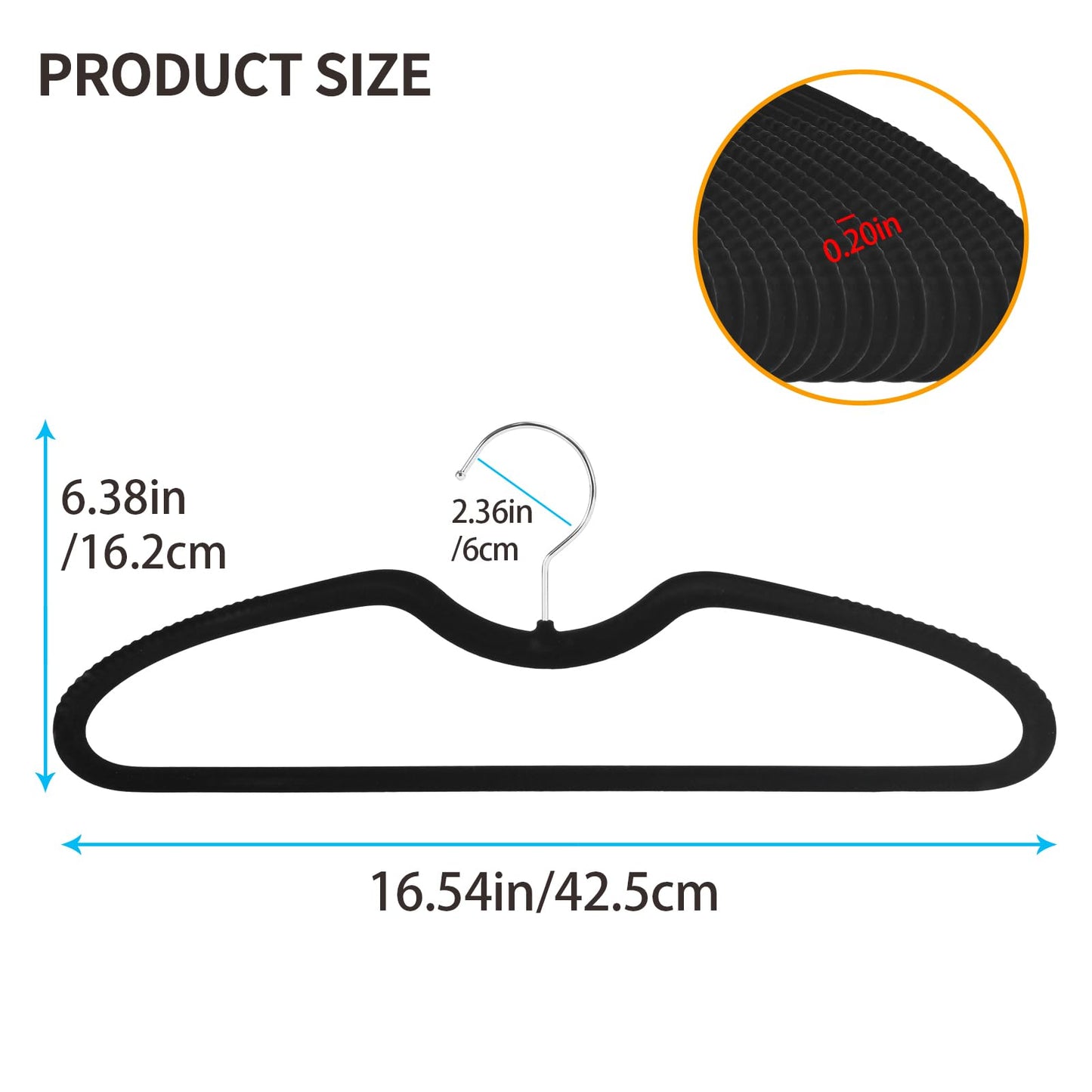 30 Pack Velvet Hangers, Short Neck Non Slip Slim Hangers with 360° Swivel Hook, Space Saving Clothes Hangers for Shirts, Dresses, Sweaters, Black