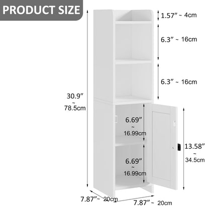 Lomojo Small Bathroom Storage Cabinet Corner, 20x20x78cm, White