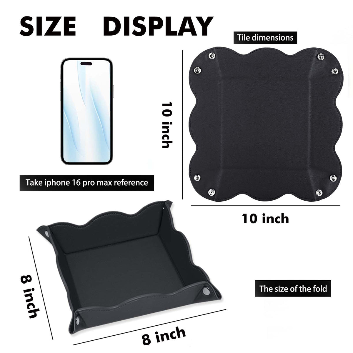 ABCHCHS Valet Tray for Men Women - PU Leather Travel Catchall Tray Organizer - Desk Bedside Nightstand Storage Box for Jewelry Key Phone Remote