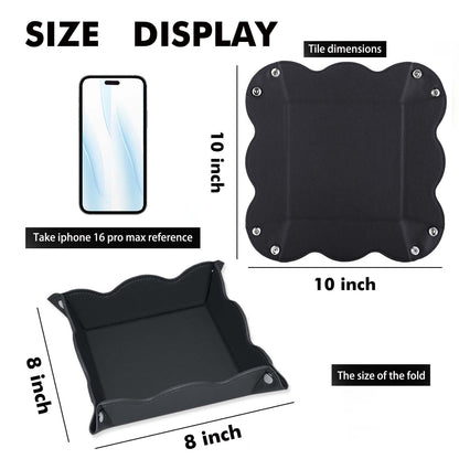 ABCHCHS Valet Tray for Men Women - PU Leather Travel Catchall Tray Organizer - Desk Bedside Nightstand Storage Box for Jewelry Key Phone Remote