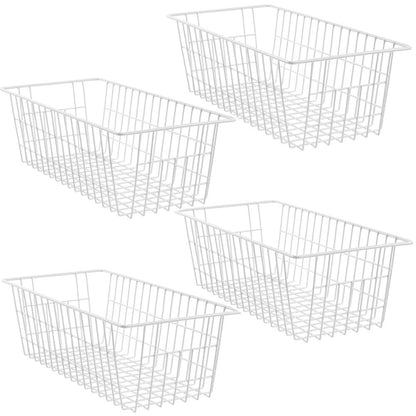 SANNO 15.7" Freezer Wire Baskets Refrigerator 4 Wire Metal Storage Baskets, Modern Farmhouse Storage Organizer for Pantry, Shelf, Kitchen, Cabinet