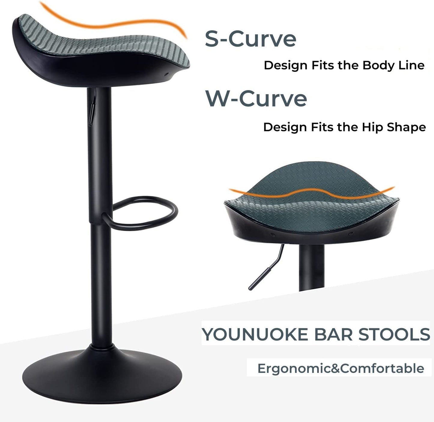 YOUNUOKE Blue Bar Stools Set of 2 Backless Breakfast Barstools