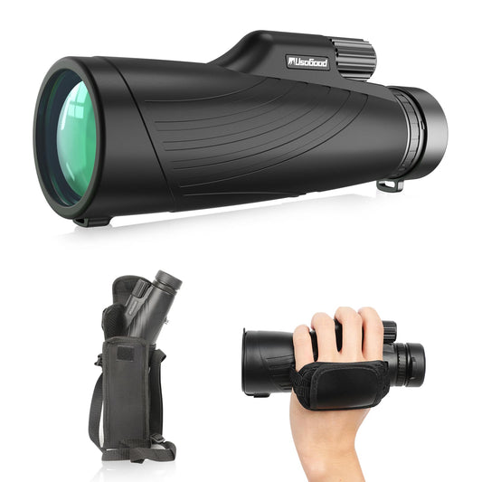 Usogood 12X52 Monocular Telescope, Monoculars for Adults High Power with BAK4 Prisms and FMC Lens, Compact Life Waterproof Monocular for Bird Watching
