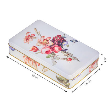 NOTIQUE Tin Metal Tin with Lid, Nostalgic Art Tin Box, Biscuit Tin, Storage Jar for Small Items - Collection Herbarium Flower Language