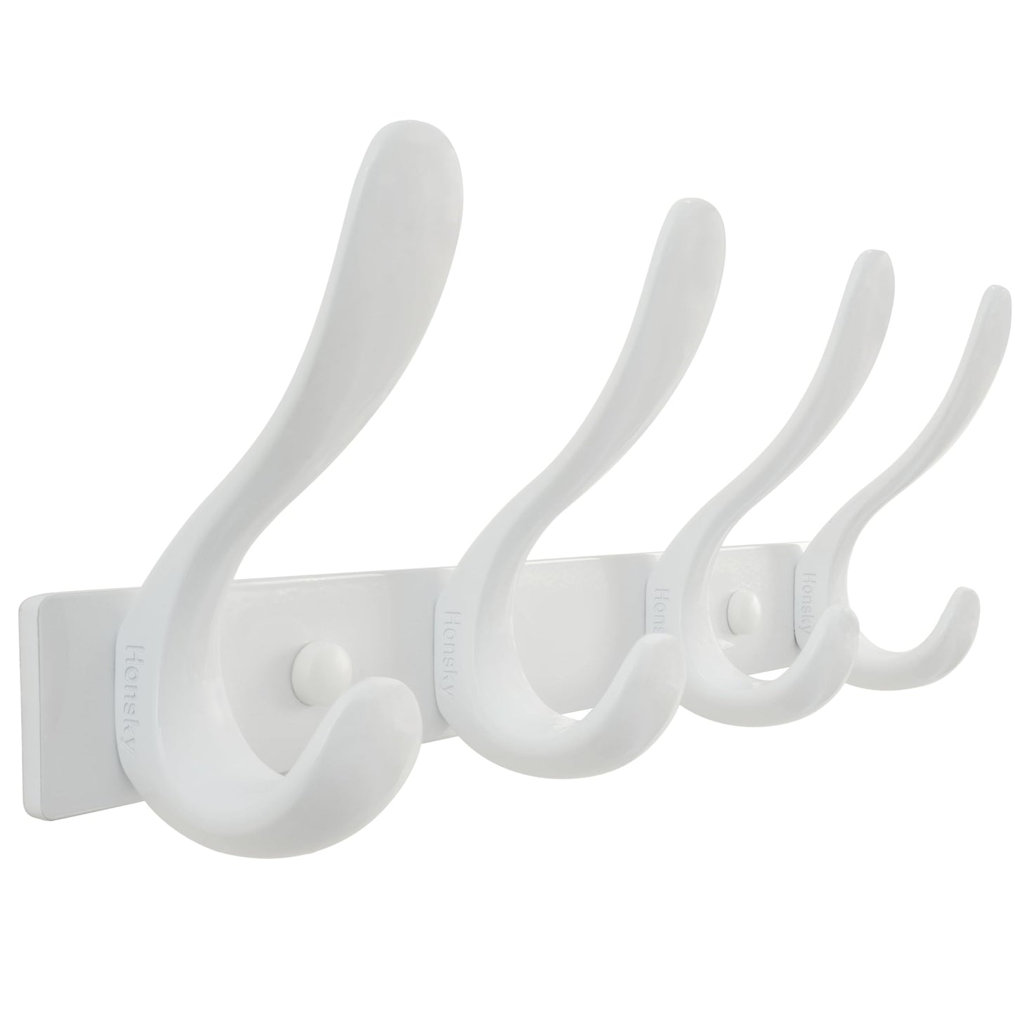 HONSKY Wall Coat Rack, Towel Rack,Metal Wall Coat Hanger with 4 Double Hooks (8 Hook), for Hanging Coat, Hat, Bag, in Hallway Entryway, White