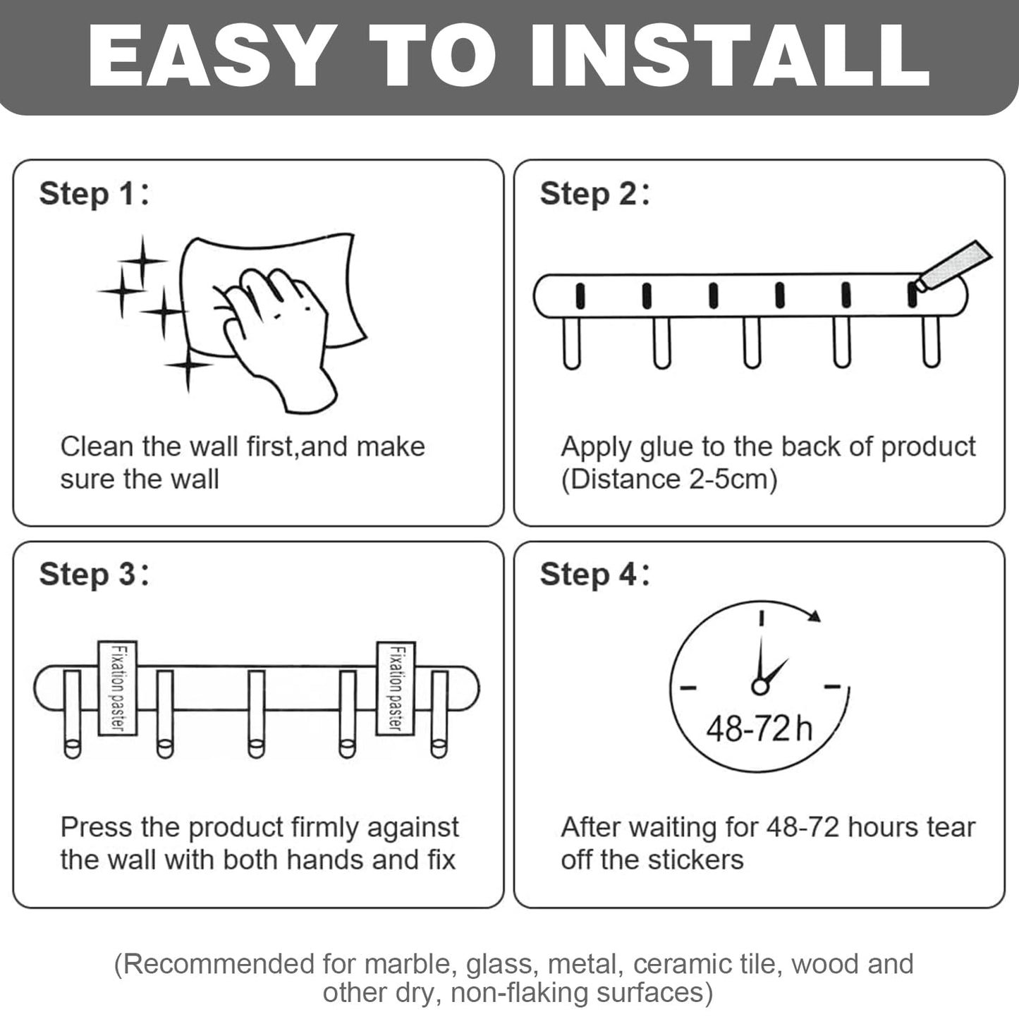 AONAT Coat Hooks Wall Mounted,Self-Adhesive Modern Wall Racks,Space-Saving Coat Hanger with 5 Retractable Hooks,Folding Metal Coat Racks for Hanging