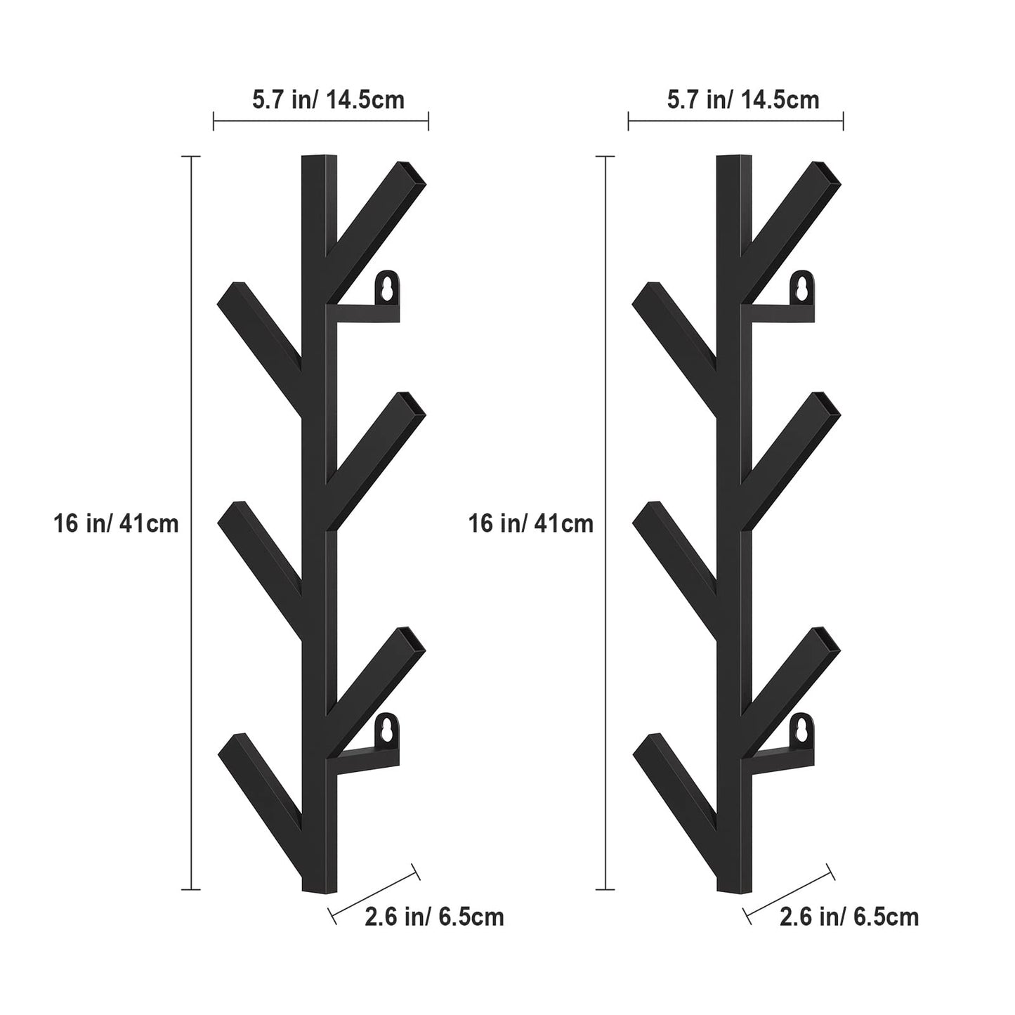 RRG 2 Pack Vertical Coat Rack Wall Mounted, Metal Vertical Hat Rack for Wall, Modern Wall Coat Tree for Hats, Jackets, Bags, Entryway Bedroom