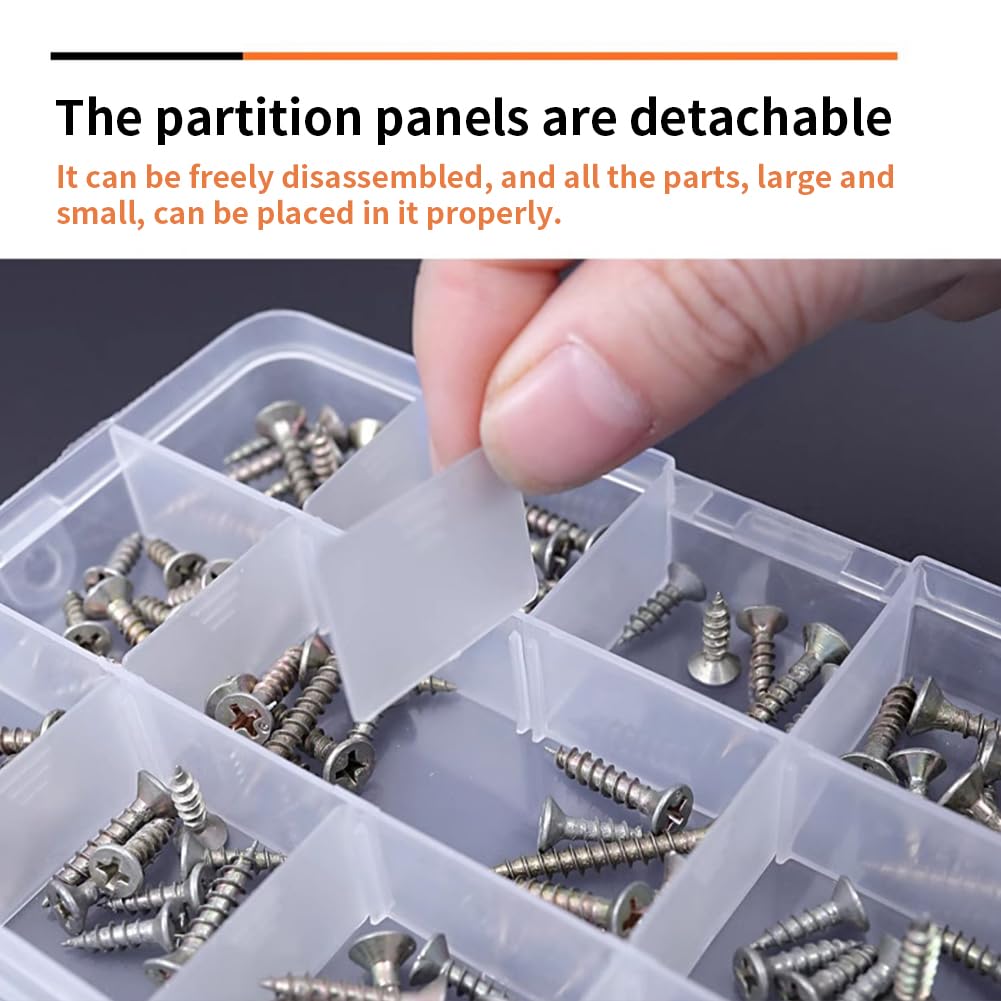 Faderr 24 Grids Plastic Compartment Box, Clear Craft Storage Box with Adjustable Compartments, Jewellery Organiser Divider Jewellery Box for Earrings