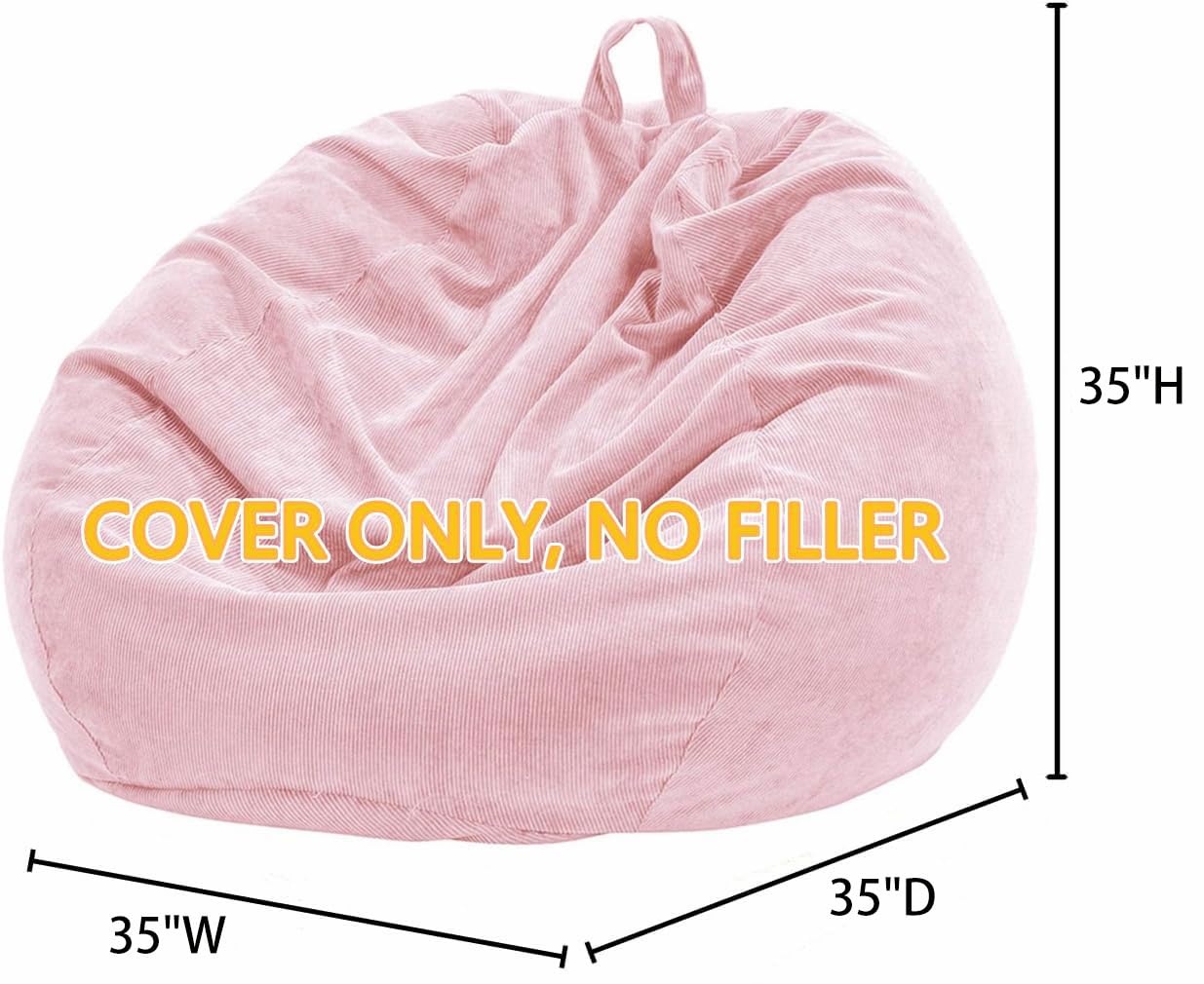 Nobildonna 3 ft Bean Bag Chair Cover (No Filler) for Adults and Kids 300L Extra Large Stuffed Animal Storage Bean Bag Washable Soft Premium Corduroy