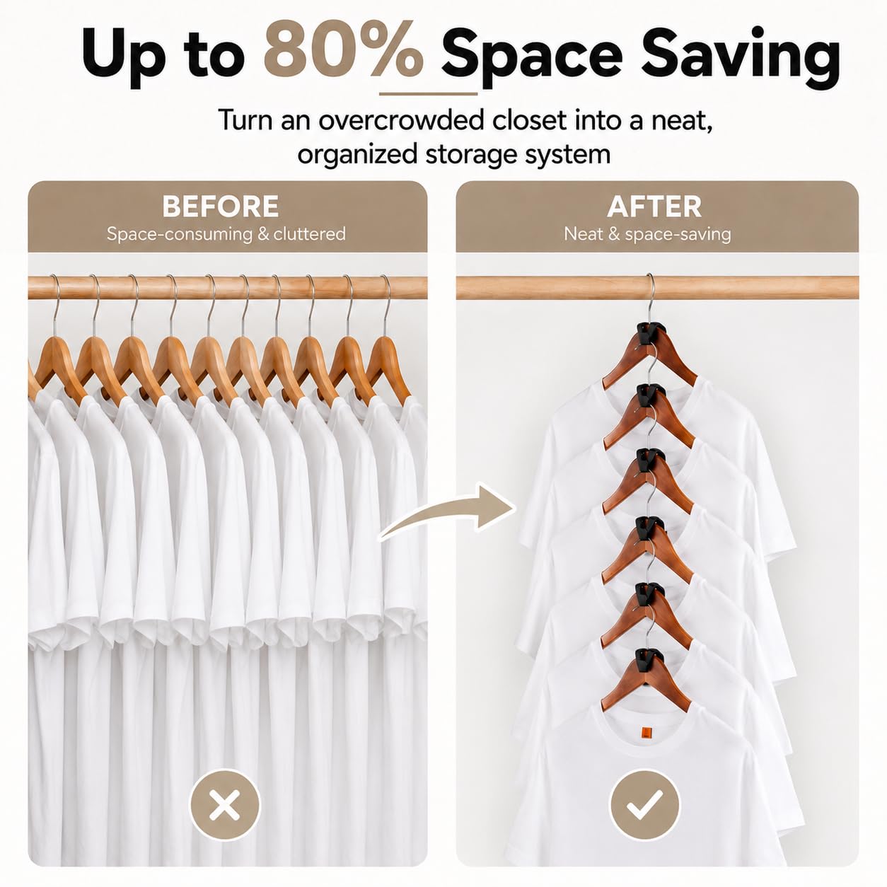 HOUSE DAY Space Saving Hangers 60 Pack, Smart Hangers for Clothes, Black