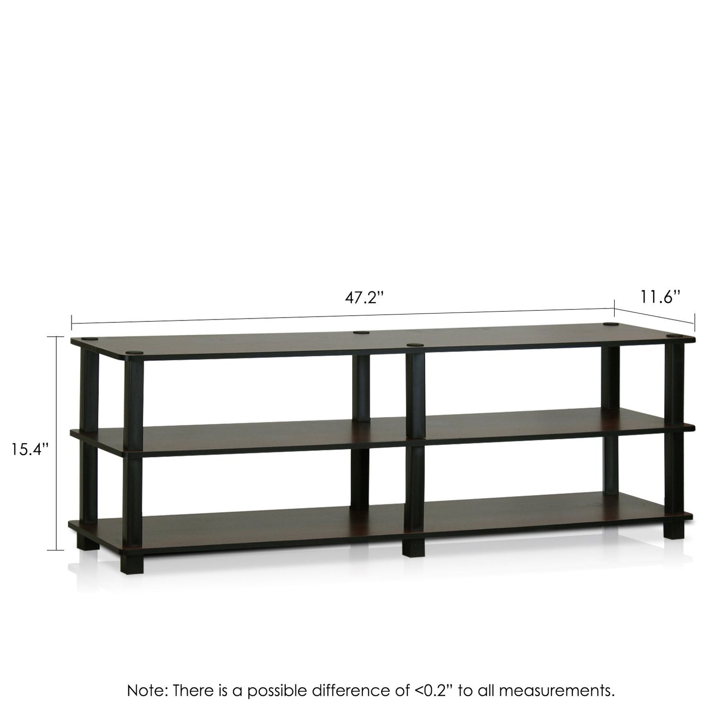 Furinno TURN-S-TUBE TV Stand, 3-Tier No Tools Entertainment Center, TV Console for TV up to 46 Inch, for Living Room, Bedroom, Dark Brown