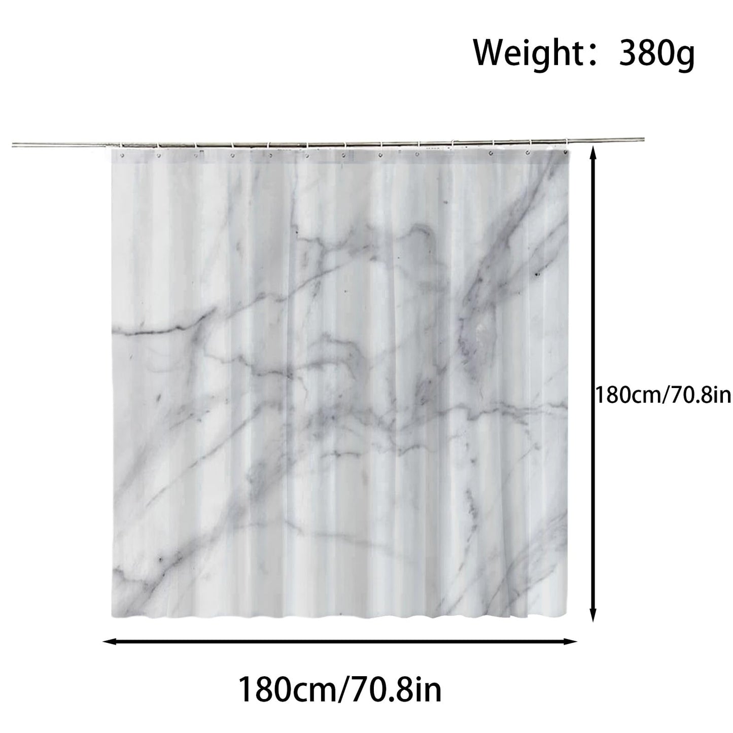 FAIRYGATE Shower Curtains for Bathroom Outdoor Shower Curtain 180x180cm Heavy Duty Weighted Mould Proof Resistant Waterproof Bath Curtain with 12