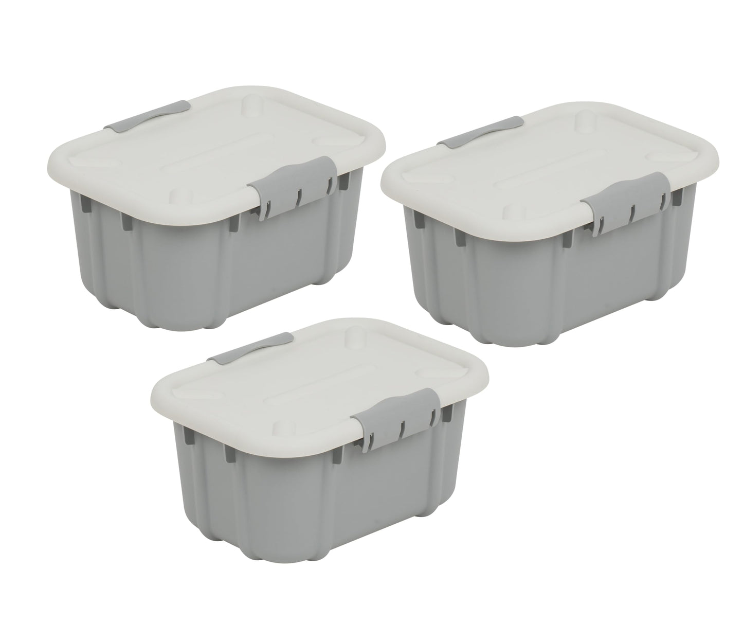 BranQ - Home essential Velur Universal Storage Container with Lid, Set of 3, Size 8 L, BPA-Free Plastic PP, Light Grey