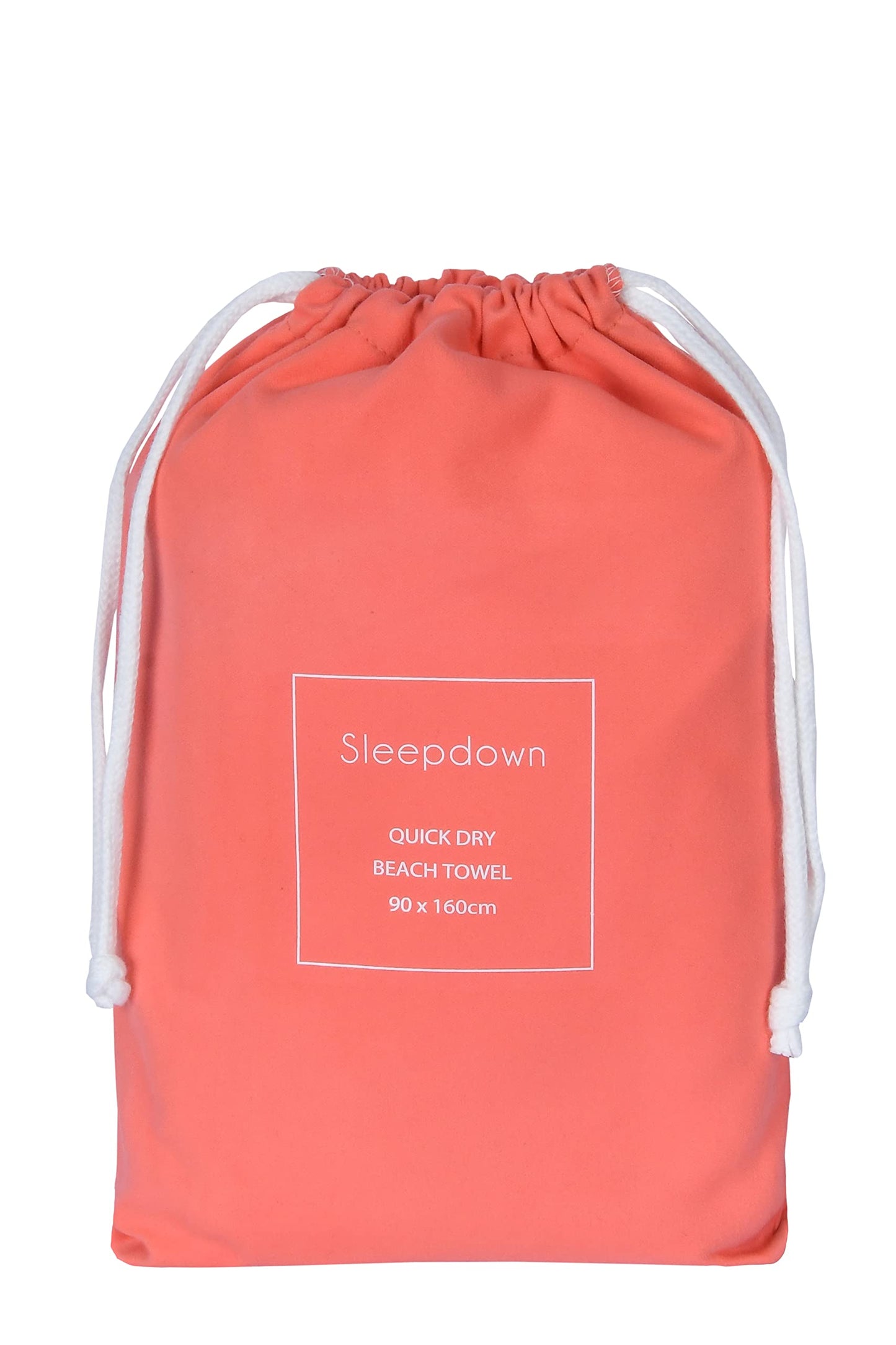 Sleepdown Plain Large Beach Towel Soft Microfiber Absorbent Swimming Pool Travel Camping Bath Sauna Gym Yoga with Bag - Coral - (160 x 90cm)
