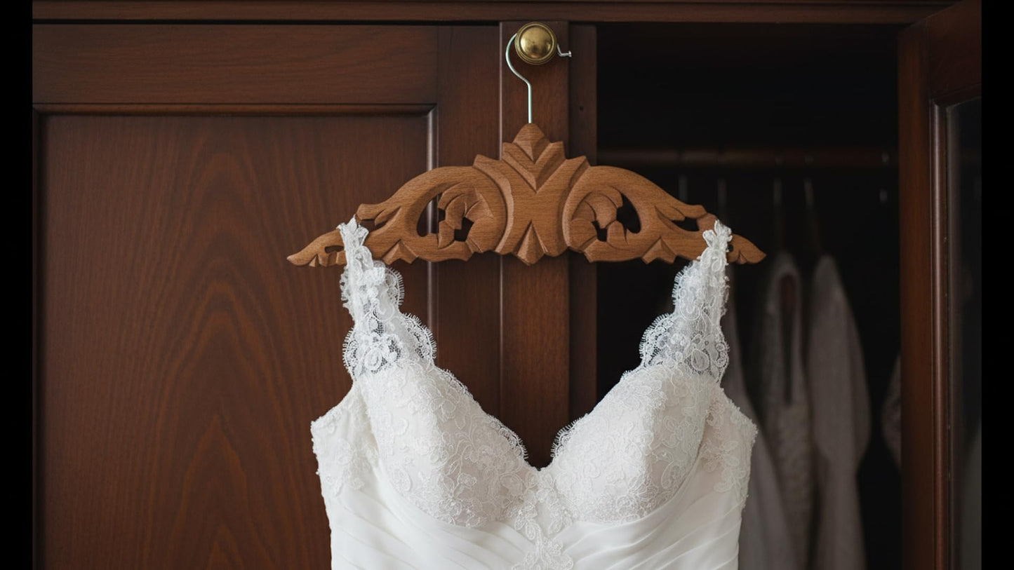 Handmade Wooden Wedding Hanger for Bride Groom Dress Suit Keepsake Gift