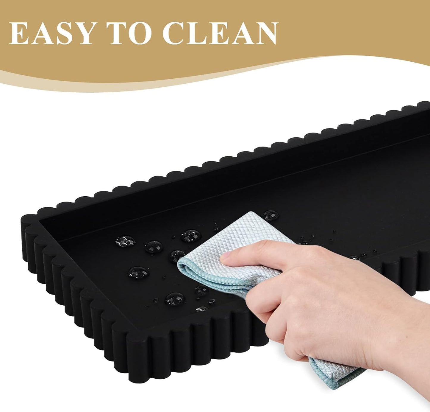 Silicone Bathroom Tray Small Vanity Organizer Rectangle Sink Caddy Sponge Holder Kitchen Counter Decor for Dish Soap, Perfume, Candle
