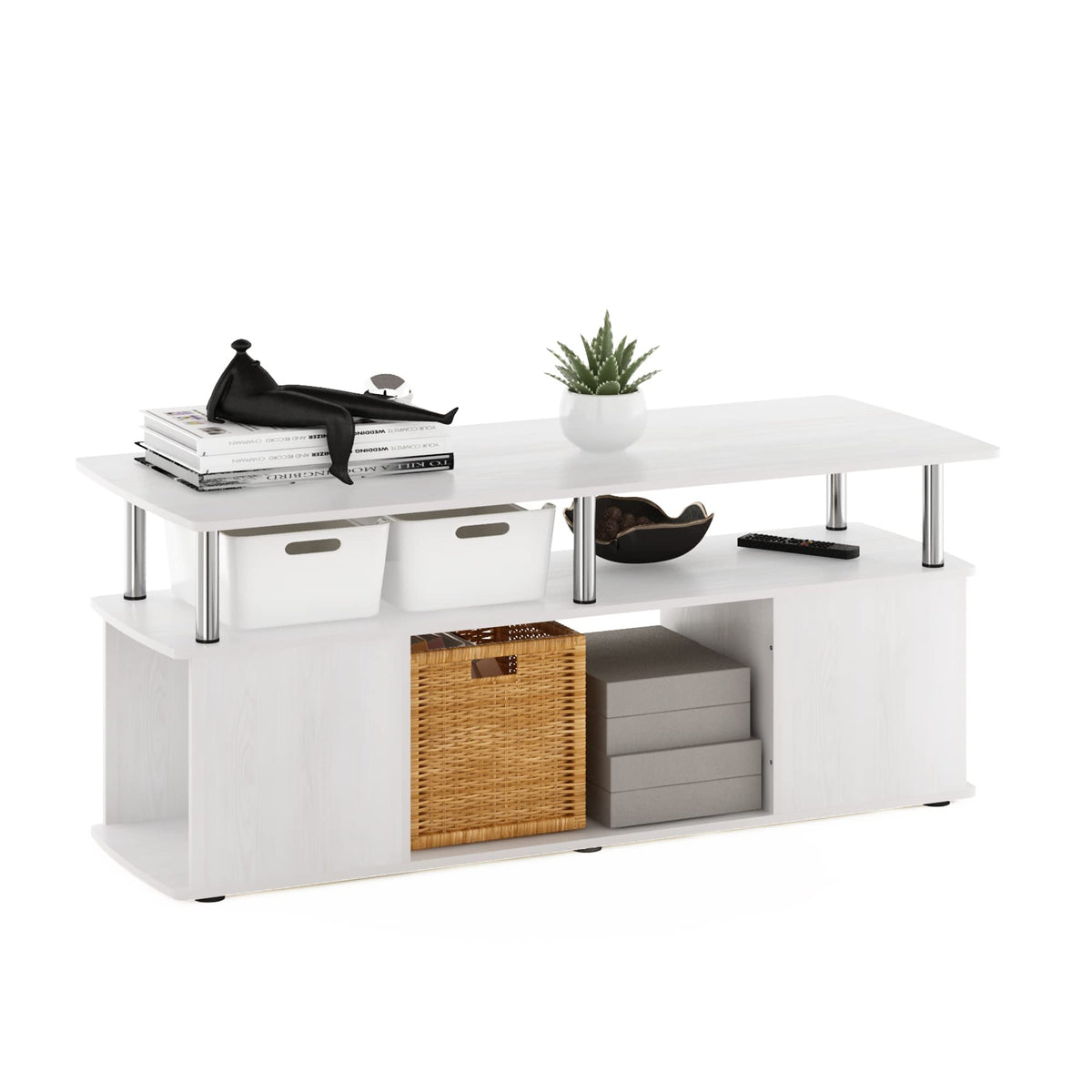 Furinno JAYA TV Stand, Entertainment Center, TV Console for TV up to 50 Inch with Open Storage Compartment, for Living Room, Bedroom