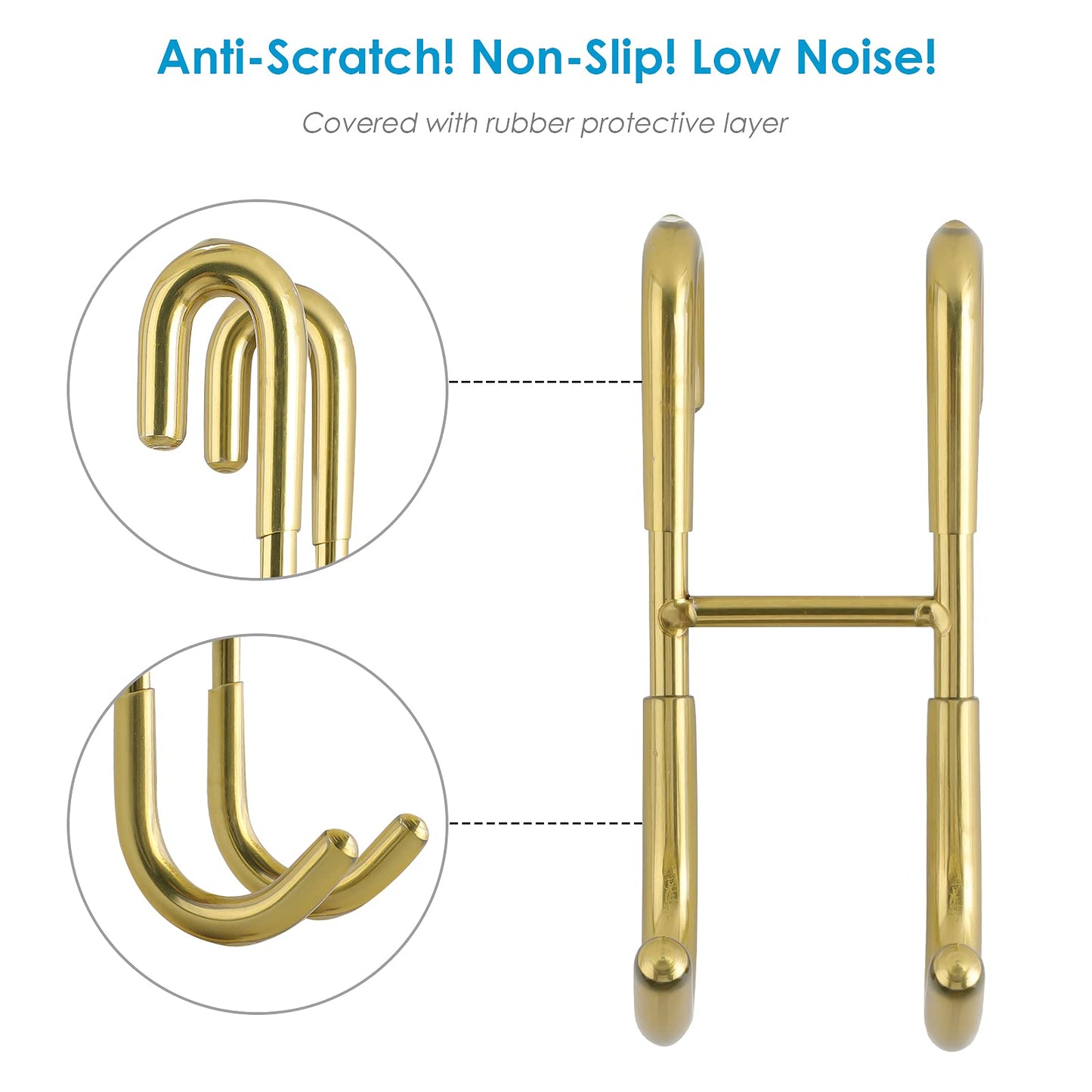 Simtive Squeegee Hooks for Towel Bathroom Frameless Glass Shower Door (2-Pack), Gold