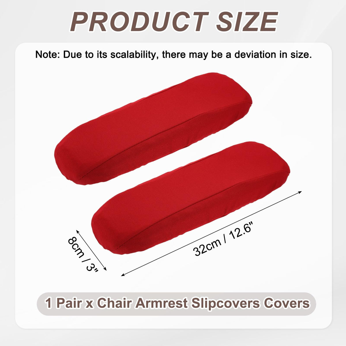 sourcing map Chair Armrest Slipcovers Covers, 32 x 8cm Polyester Removable Seat Hand Rest Protector for Office Chairs Desk ChairWine Red