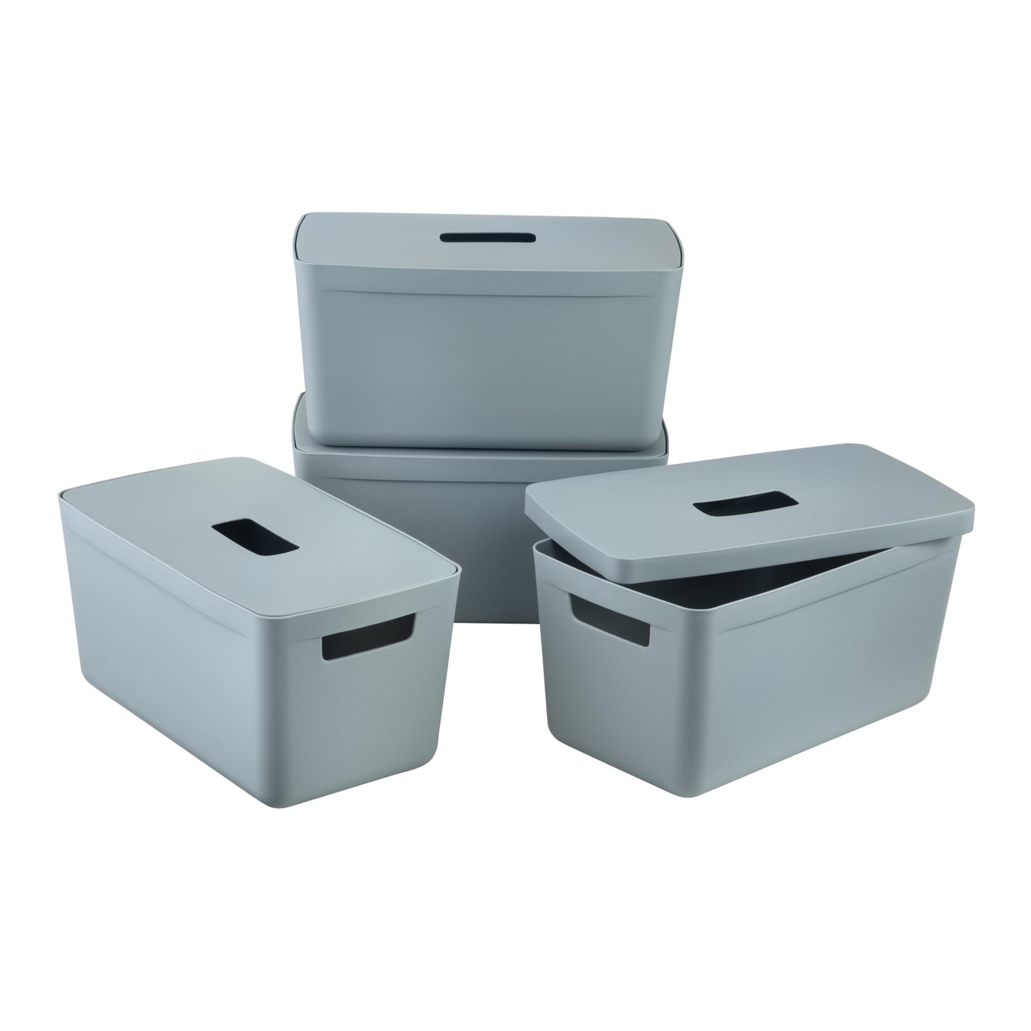 IDEA HOME FLEXISTORE Storage Box 8L – Durable Organizer with Lid and Handles – Unbreakable Plastic – Denim Blue Storage Container for Home and Office