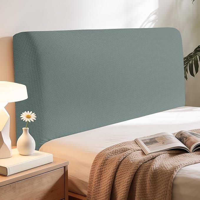 Niuoppy Bed Headboard Cover Fully Wrapped, Stretch Head Board Covers for Single Bed, Beds Headboard Protector Dustproof and Cat Scratch-proof