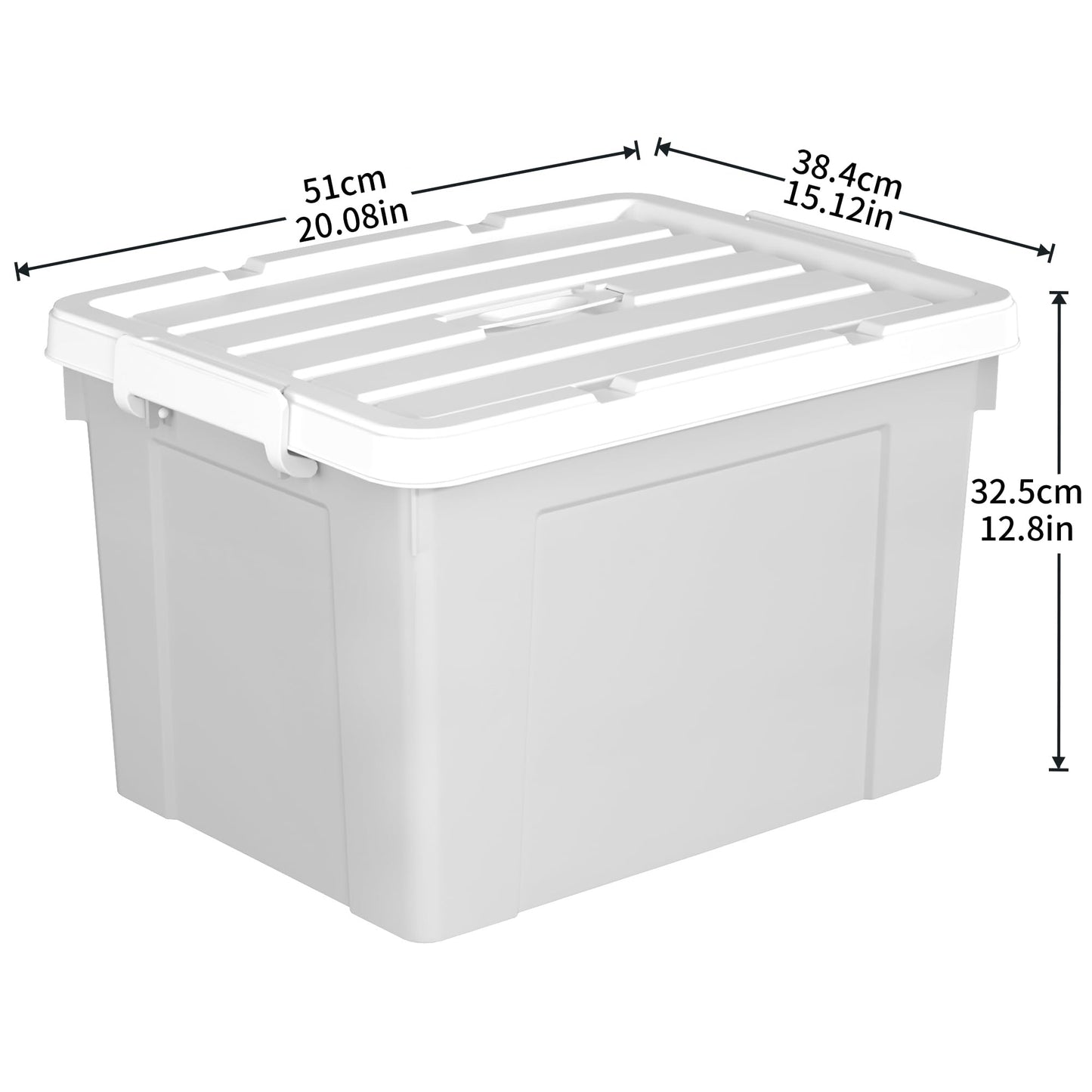 Cetomo 45L*3 Storage Boxes, Carry Plastic Storage Box with Lids, Organizing Container with Handle and Secure Latching Buckles, Stackable, Nestable