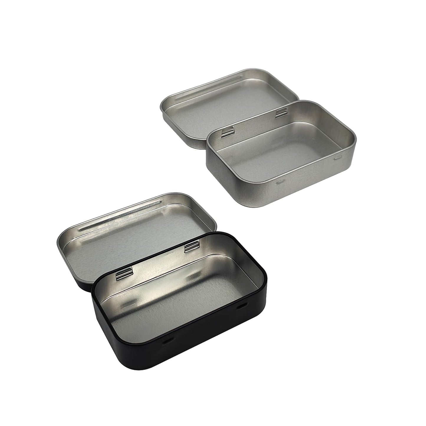 2 Pcs Small Tins with Lids,Hinged Tobacco Tin Metal Tin Rectangular Storage