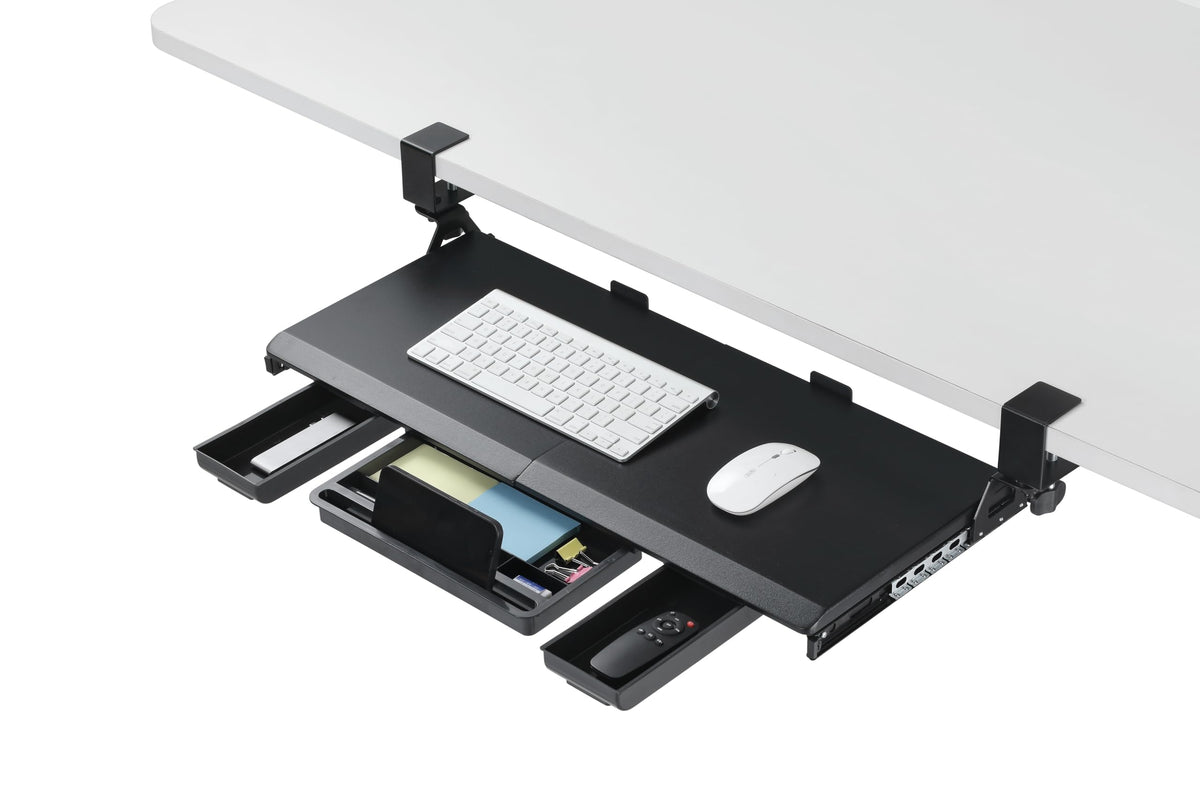 ETHU Under Desk Keyboard Tray with Storage Drawers 68x30cm