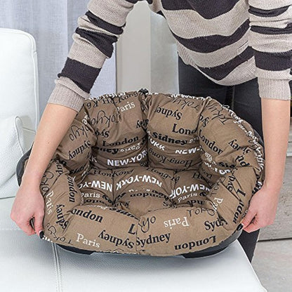 Ferplast Cushion for dog and cat bed SOFA' CUSHION 4 Padded spare cover for pet bed, Soft cotton washable, Adjustable with elastic cord, 64 x 48 x h 25 cm Brown