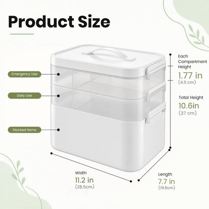 Stidyzo Medicine Storage Box, 3-layer Stackable Storage Box