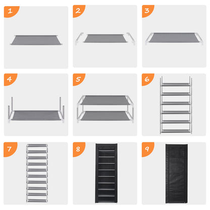 Rainberg 10 Tier Shoes Rack with Dustproof Cover, Shoe Storage Cabinet, Shoe Organizer, Easy to Assemble, Hold up to 25-30 Pairs