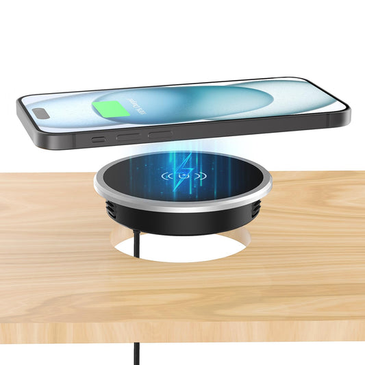 i.VALUX Recessed Wireless Charger,15W Magnetic Fast Charging Phone Charger(Pad),Hidden Desktop Grommet Qi Wireless Charging Station for iPhone