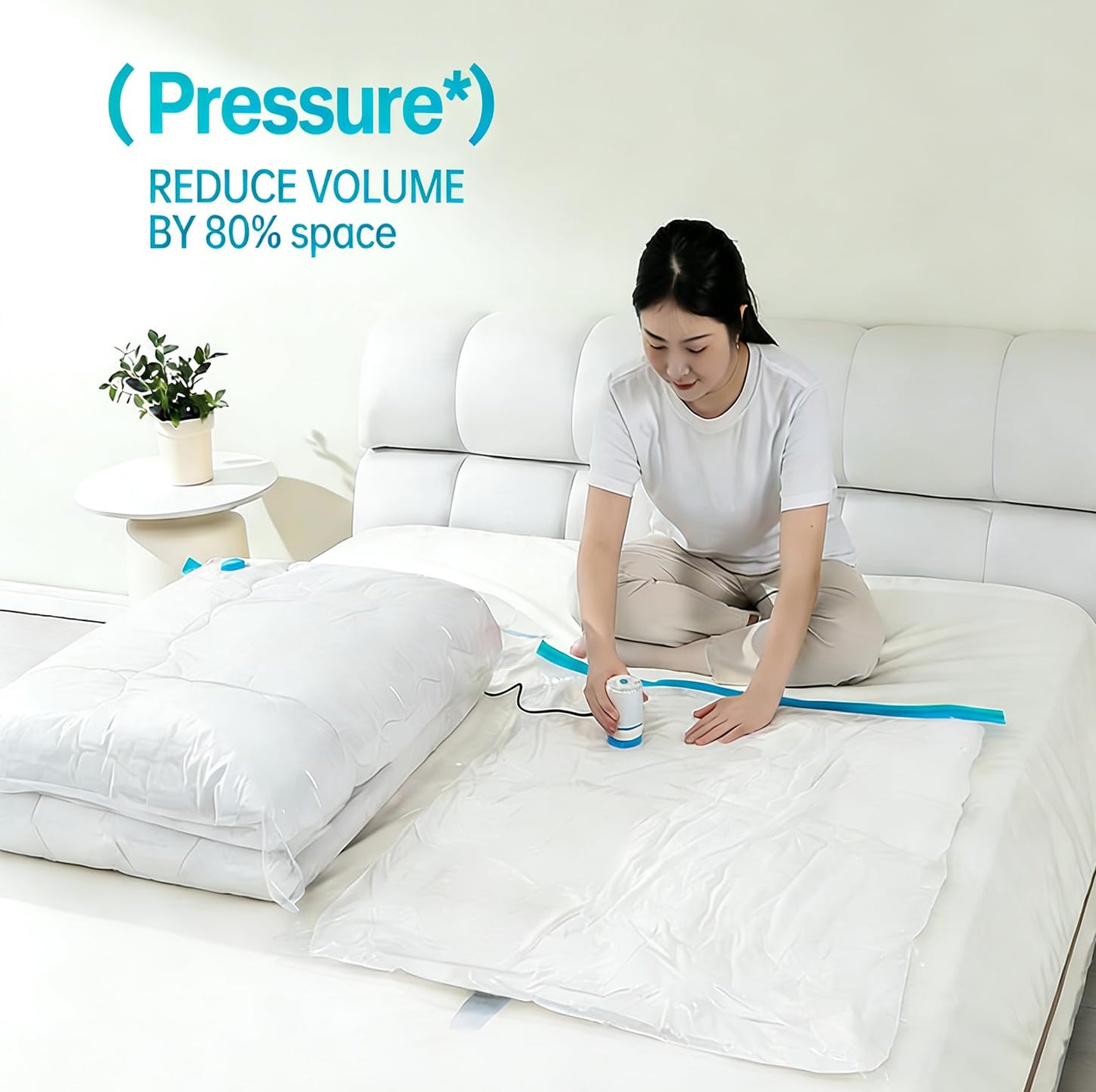 2 Pack 100 X 130cm Vacuum Storage Bags, Extra Large Strong Space Saver Compression Bags