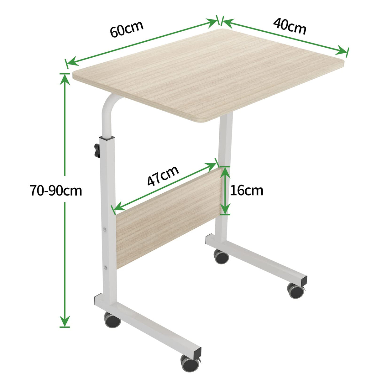 sogesfurniture Laptop Table Height Adjustable, Mobile Laptop Stand Coffee Table Side Table, portable Laptop Desk Tray for Sofa, Bed, Balcony, Garden