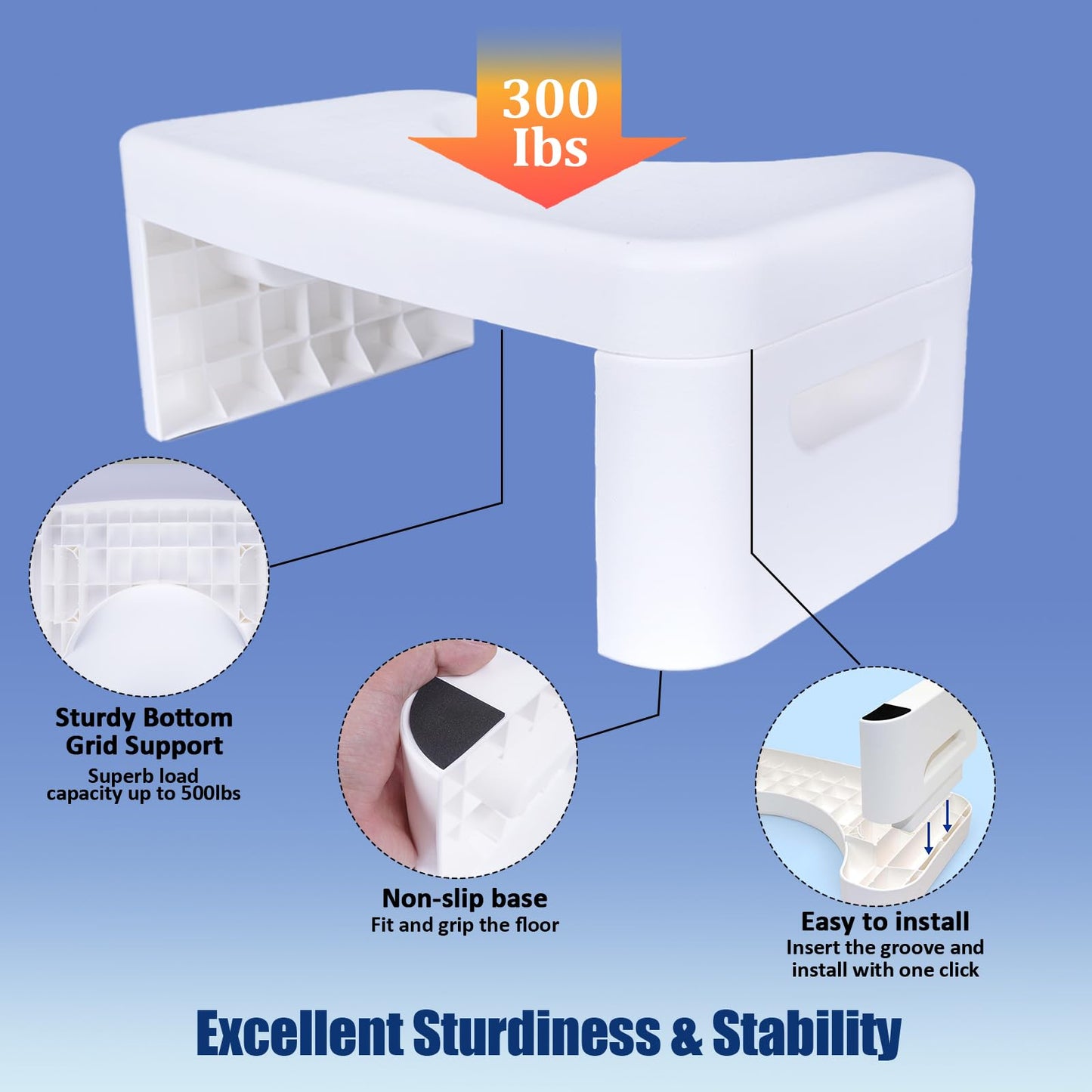 Folding Squatting Toilet Stool | 7 Inch Non-Slip Bathroom Step Stool | Anti Constipation Natural & Comfortable Squat Aid Stool