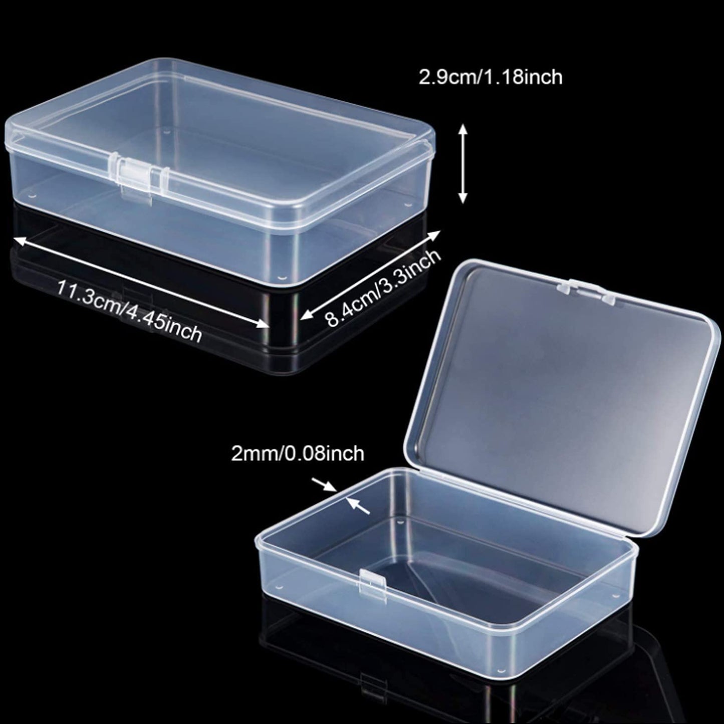 Jetec 6 Pieces Small Clear Plastic Storage Box,4.5 X 3.3 X 1.2 Inch