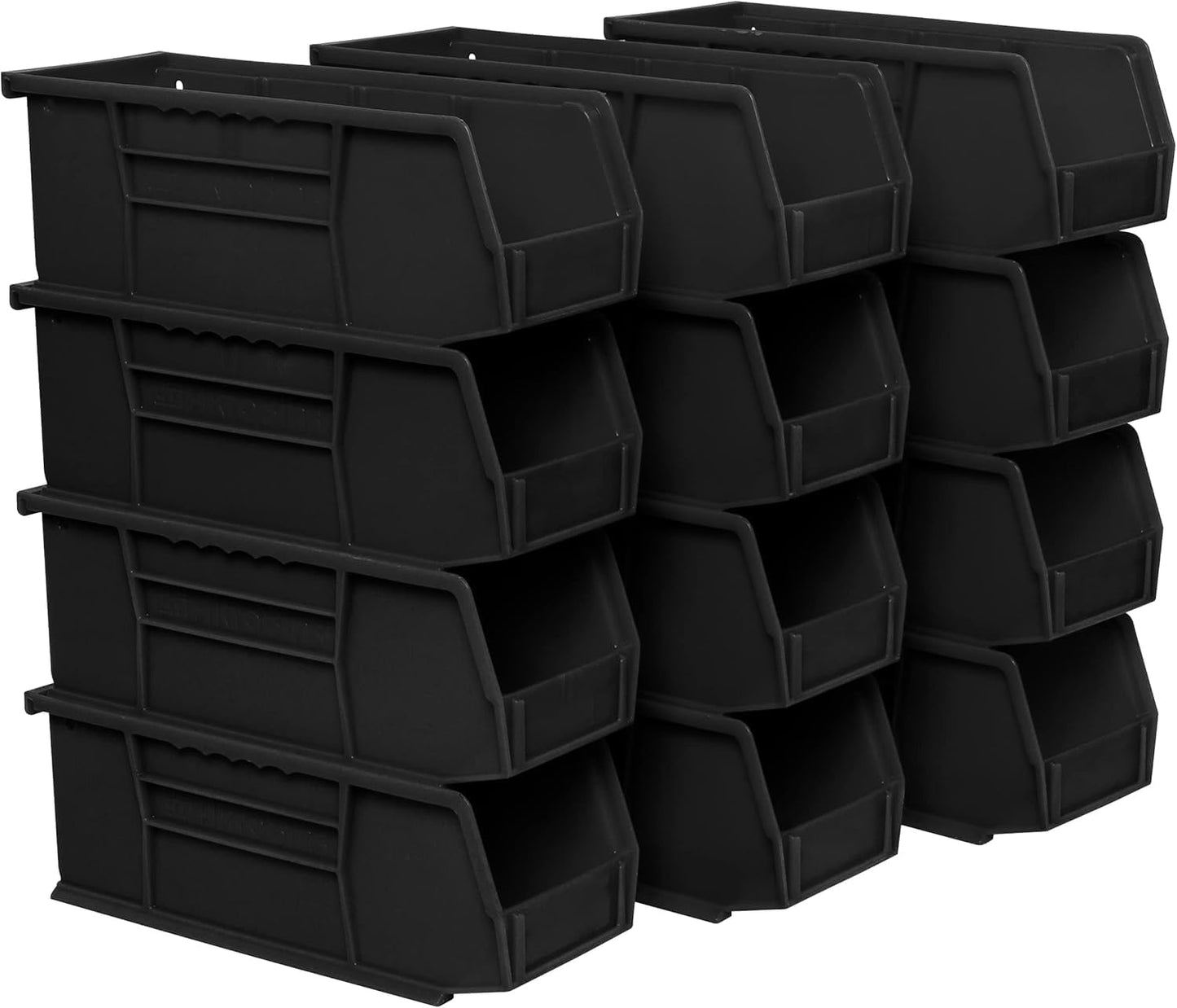 Akro-Mils 30220 AkroBins Plastic Storage Bins, Space-Saving Stackable Bins for Garage, Pantry, Craft Organization, 18.7 cm x 10.5 cm x 7.6 cm, Black