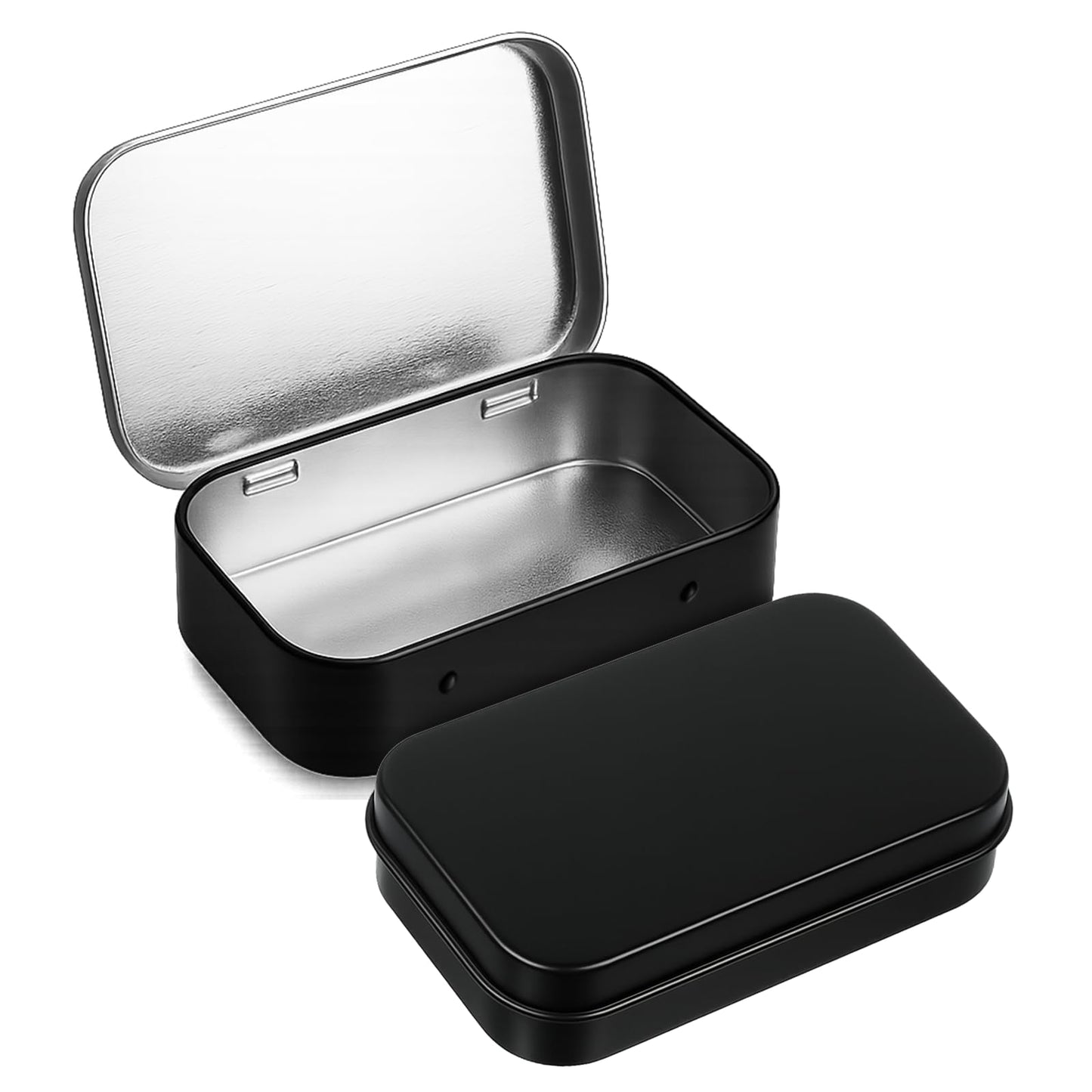 2PCS Metal Rectangular Empty Tin Box, Hinged Tins Tin Containers with Lid Mini Portable Small Storage Container Kit for Home Storage 3.74x2.36x0.82