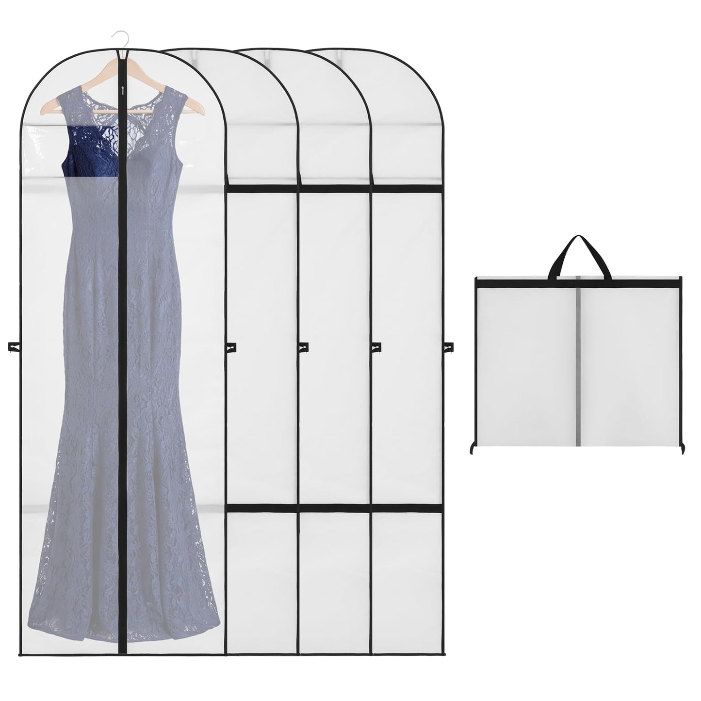 Dntorx 4PCS Long Dress Bags Covers PEVA Wedding Dress Bags 71in, White