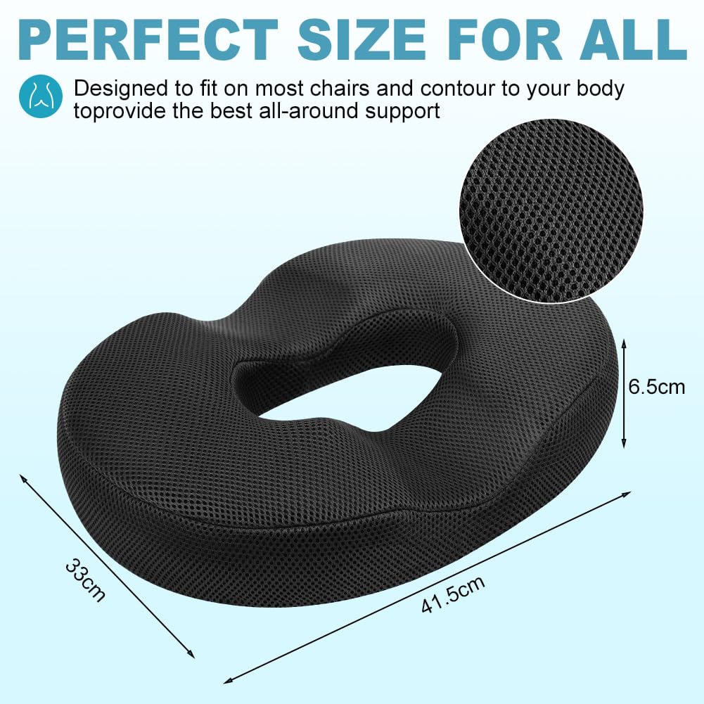 AOOHA Donut Cushion for Hemorrhoids,Memory Foam Seat Cushion,Orthopedic Memory Foam Ring Seat Cushion,Double U-Shape,for Office Chair, Car