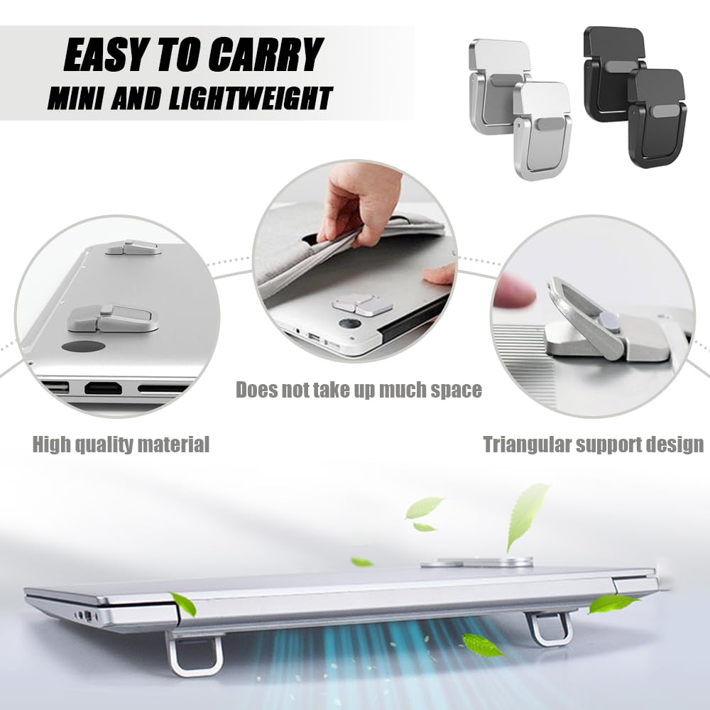 TRKETK 4 Pcs Portable Keyboard Riser, Anti-Slip Foldable Keyboard Riser Foldable Laptop Feet with Anti-Slip Silicone Mini Invisible Laptop Stand for
