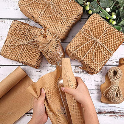 Packing Paper Cushioning Wrap SZSYumUnion Honeycomb Wrap Paper Roll Perforated-Packing 1200 Inch x 12 Inch Packaging Wrap for Moving House Shipping Breakables(Bubble Wrap Alternative)