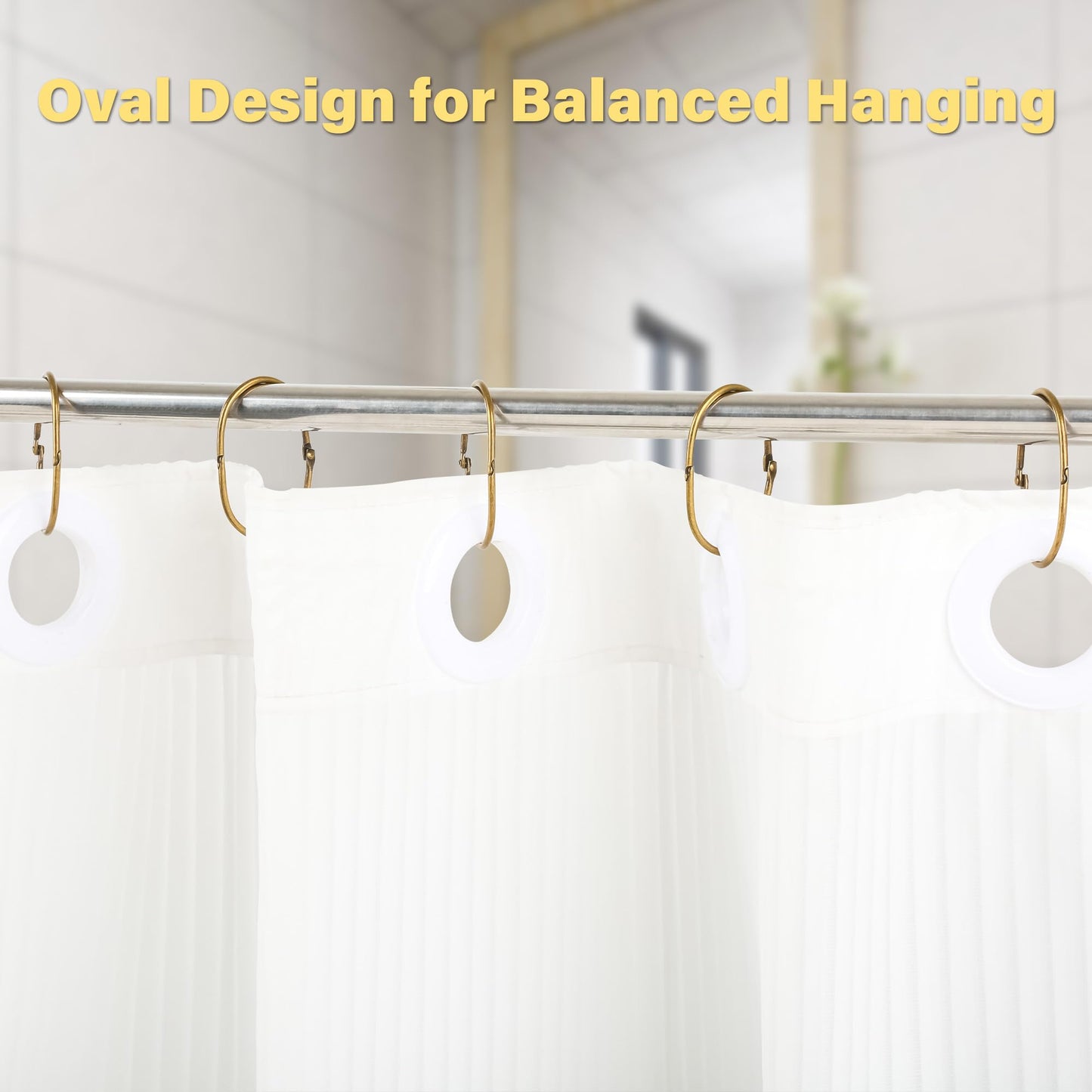 Mafeigu 30Pcs Shower Curtain Hooks,Metal Oval Shower Curtain Hooks